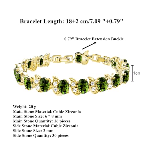 Image of LMXXVJ Fashion Tennis Bracelet Created Emerald White Gold Plated Charm Bracelet Gifts Jewelry for Women