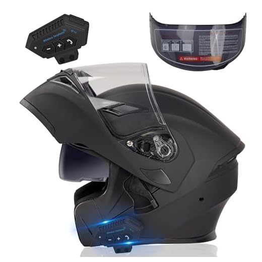 Bluetooth Motorcycle Helmet,Modular Motorcycle Helmet with Bluetooth,DOT Approved Dual Visor Full Face Flip up Bluetooth Integrated Motorcycle Helmets for Adults Men Women (XL)