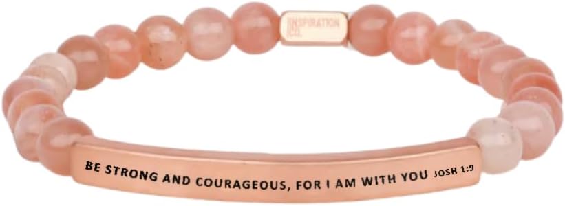 THE INSPIRATION CO. Faith Collection Unisex Stretchable Bracelets (BE STRONG AND COURAGEOUS FOR I AM WITH YOU JOSHUA 1:9)