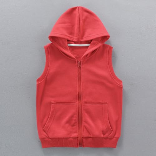 Boys Hoodies Kids Cotton Soft Lightweight Sleeveless Jacket Tween Zip Up Running Athletic Hooded Outerwear Coat Fall2