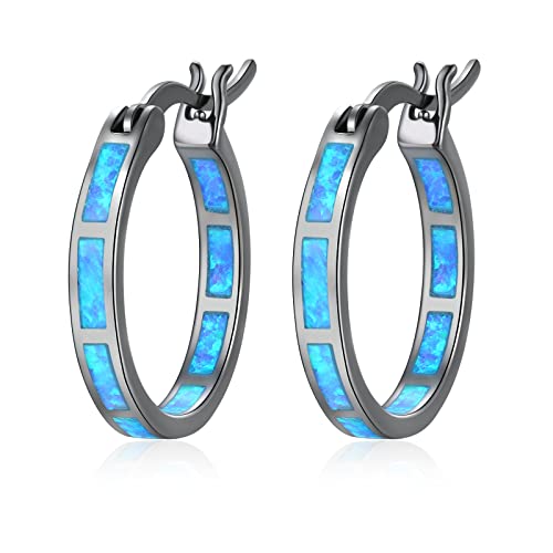 JCRFC Opal Hoop Earrings Silver 925 Fine Fashion Jewelry Hypoallergenic Earrings Silver Ladies For Women Daughter Kids Girls Cover