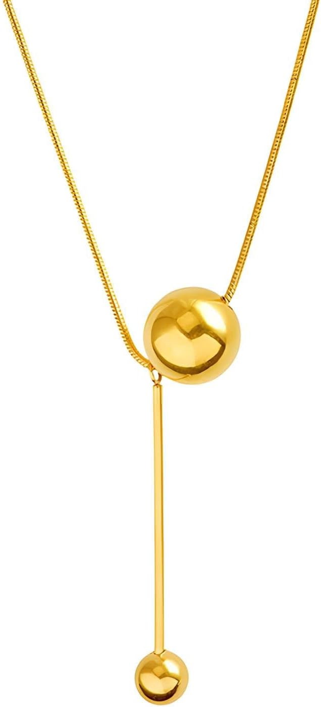 G&L Collectives Gold Plated Ball Pendant Necklace | 18k Gold Plated Stainless Steel | Lightweight, Durable, Everyday Minimalist Jewelry