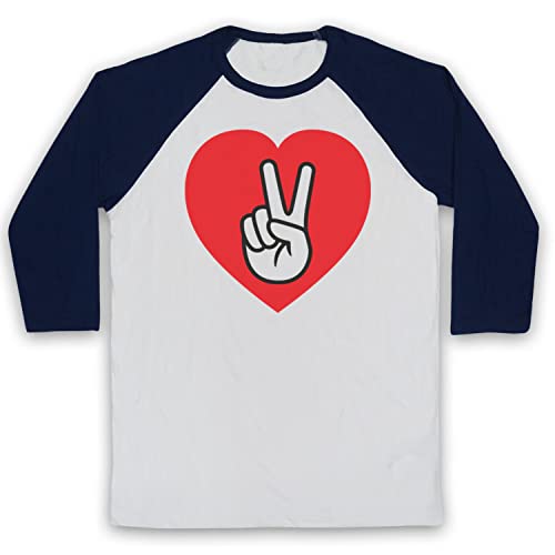 T-Shirt de Base-Ball Retro Peace and Love finis les hauts rigides passez aux manches 3/4