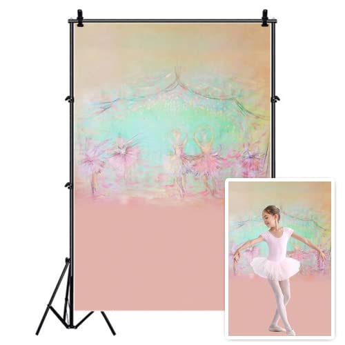 Aofoto 5X7Ft Dancer Ballet Tutu Girl Backdrop For Photography Pink Watercolor Ballerina Princess Birthday Background Kids Artistic Portrait Baby Shower Party Decoration Banner Photo Video Studio Props #TOP29