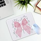 1 Pcs Pink Bow Christian Religious Non-Slip Rubber Mouse Pad for Home Office Desk Work Wireless Gifts for Women Men Friends
