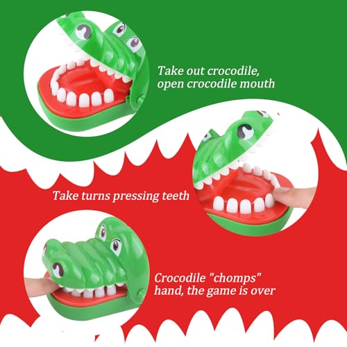 Krokodil Spiel Zähne,Krokodoc Krokodil Spielzeug Set Spaß und Stressabbau Geeignet für Familienspiele,Partyspiele,Kindergeschenke Spaß Krokodil Mund Finger beißen Spiel(Große Größe)