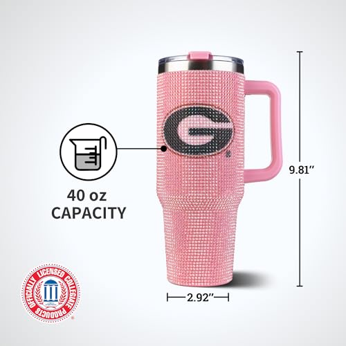 Image of The Memory Company Officially Licensed NCAA - University of Georgia 40oz Pink Bling Game Day Tumbler