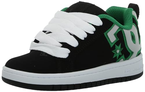 DC Unisex-Chiild Court Graffik Casual Skate Shoe Black/Kelly Green 11
