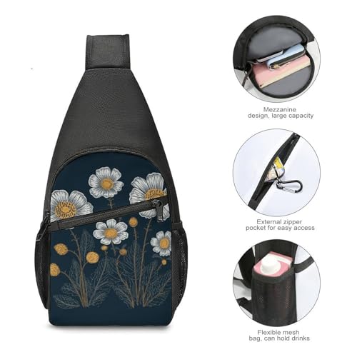 Mochila sling ligera floral para viajar y senderismo miniatura 5