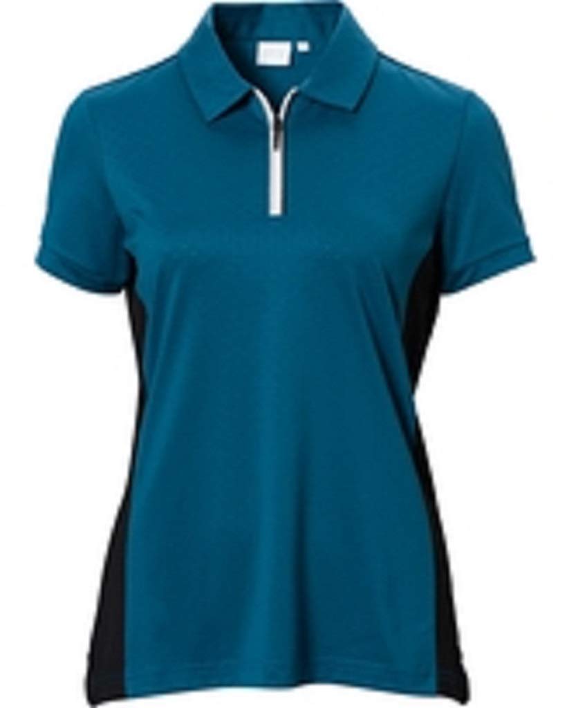 Ladies Noa Zip Neck Golf Panel Polo Teal/Black Size 10