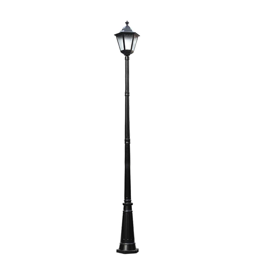 Farola Tradicional E27 De Un Solo Cabezal Para Exteriores Ip65, Resistente Al Agua, De Vidrio, Poste Alto, Luz De Pilar, Lámpara De Columna De Camino De Aluminio Retro Europea,Black-Height 3m