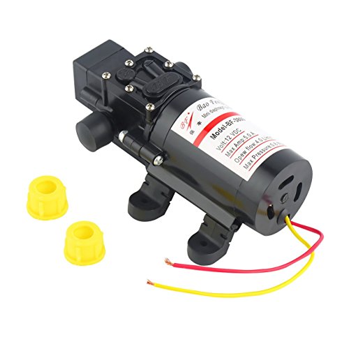 JIUY DC 12V 60W Motor High Pressure Diaphragm Water Self Priming Pump 4.0L/Min Waterproof Automatic Pump Black(Black)