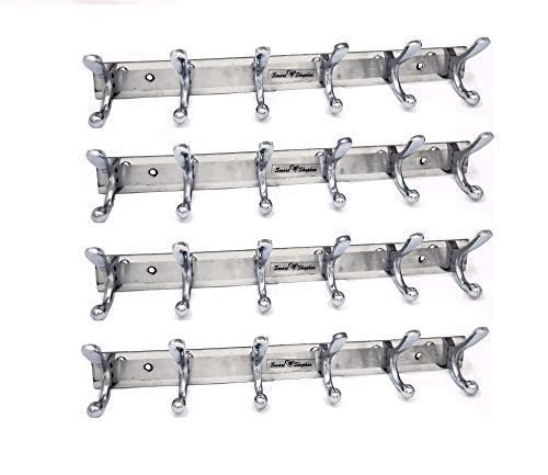 Smart Shophar Simply Wall Hook 3 Legs Silver, Pack of 4 / Heavy Duty Hanger for Hanging Keys, Cup, Coat, Hat, Kitchens Towel in Bathroom and Office/Screws with Plastic Plugs-image-8