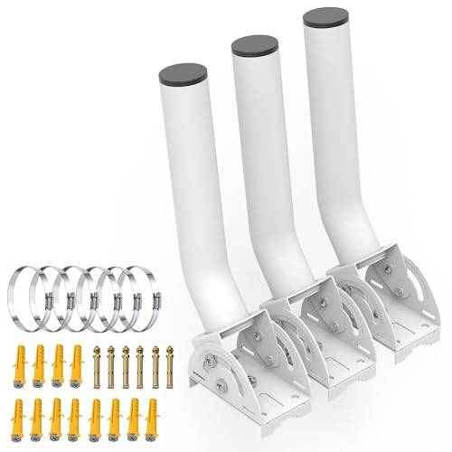 Universal Wireless Bridge Bracket Mount, 12” Adjustable J Pole Mount, Poles/Wall Mounts for Outdoor Access Point, Outside Mounting Brackets for Weather Sensors WiFi Extender Internet Router, 3-Pack