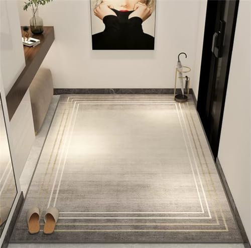 Grand tapis gris géométrique minimaliste pour intérieur design
