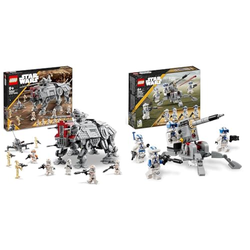 75337 Star Wars Walker AT-TE, Set da La Vendetta dei Sith, Modellino da Costruire & 75345 Star Wars Battle Pack Clone Troopers Legione 501, Modellino Da Costruire - Lego