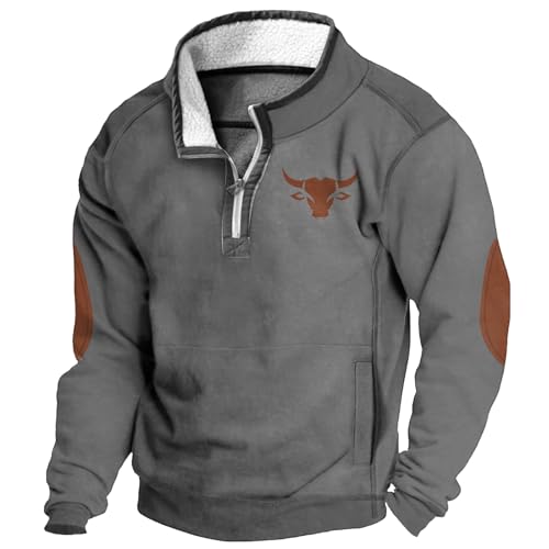 MARSVOVO Aztec Cowboy Hoodies Mens Quarter Zip Fleece Jacket Long Sleeve Winter Men's Fashion Hoodies & Sweatshirts