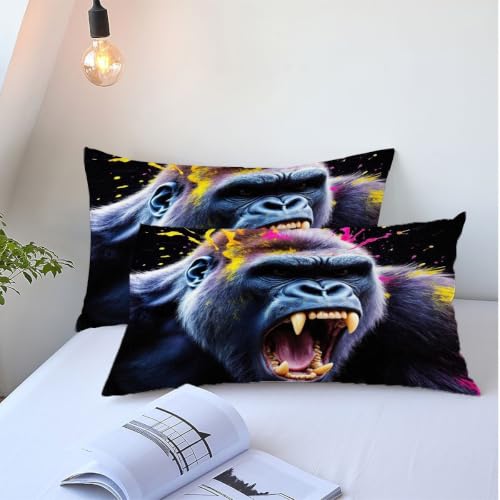 Housse de couette 240x260 gorille coloré parure de lit microfibre