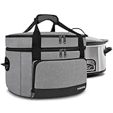 YOREPEK 2 Layer Slow Cooker Carrier, Compatible with 6, 7, 8 Quart Crock-Pot, Insulated Large Slow Cooker Travel Bag with Bottom Pad Lid Fasten...