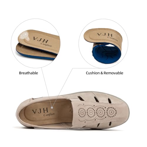 Image of VJH confort Women's Flat Shoes, Slip-on Round Toe Light Weight Comfort Casual Walking Shoes