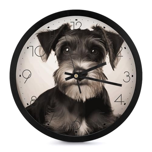 Horloge murale schnauzer mignonne 25,4 cm : idée cadeau déco pour salon