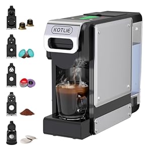Kapselkaffeemaschine, 5-in-1 Pad kaffeemaschine, für Nespresso Original/für Dolce Gusto/A MODO MIO/ESE-Pads (44 mm) und vorgemahlenem Kaffee, 7 Wassermengeeinstellungen(ST...
