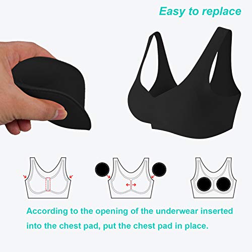 Topbine 3 Pairs Round Bra Pads Inserts Push Up Breast Inserts Sew In Bra Cups For Women (A/B 2 Black 1 White) #TOP5