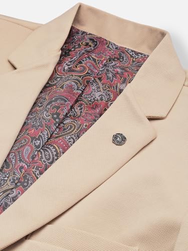 Image of SHOWOFFFF Men Solid Single Breasted Formal Blazer | Notched Lapel Full Sleeves Cotton Blazer for Mens | Slim Fit Regular Length Blazer for Men's