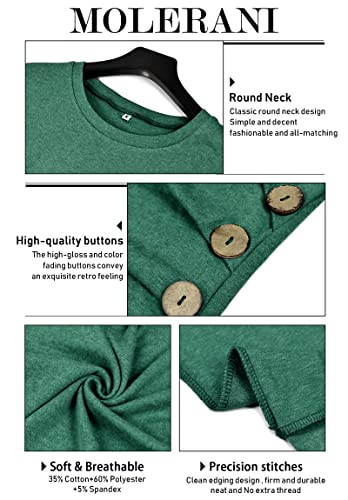 Molerani Women's Casual Long Sleeve Round Neck Loose Tunic T Shirt Blouse Tops (2Xl, Green2) #TOP2