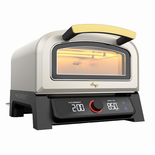Current® Model P Smart Electric Pizza Oven, 12-Inch, 850°F Max, 8 Cooking Modes, App Connectivity for Temperature Monitoring & Custom Cooking Times, Compact for Indoor & Outdoor Use, Beige