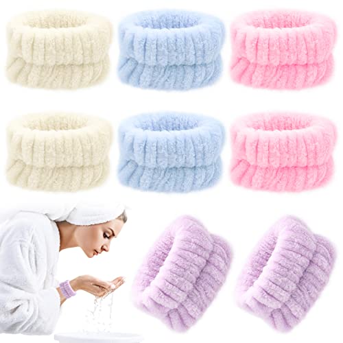 4 Wasch Armbänder Spa Gesicht Armbänder Schweissband Makeup Elastisches Handgelenk Waschband Saugfähiges Gesicht Waschen Handgelenk Gesichtshautpflege Frauen Mädchen Cover