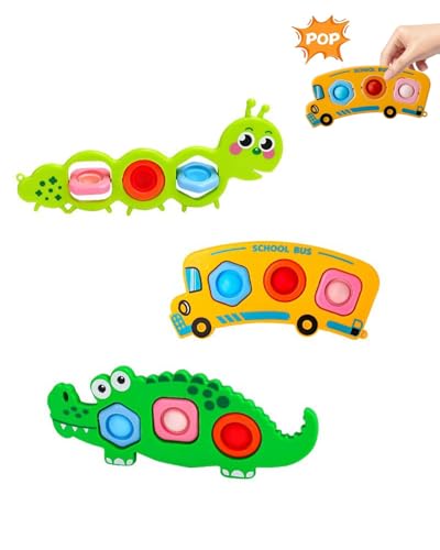 HUVZOR 3 Piezas Juguetes Montessori para Niños 1-2 Años, Juguete Sensorial de Motricidad Fina - Juego de Actividades Pop Fidget para Alivio de Estrés, Regalos Ideales para Cumpleaños y Navidad