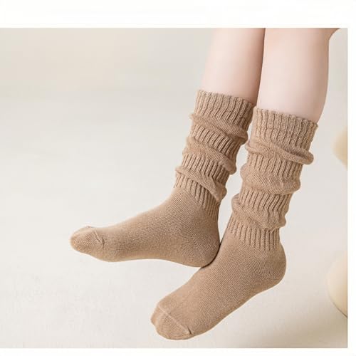 Kids Slouchy Ribbed Cotton Socks – Midway Between Crew and Knee High Socks for Girls (Ages 4-12, Pack of 4 Colors)4