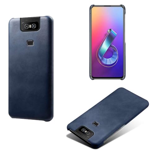 Funda para ASUS ZenFone 6,Antideslizante,Protección contra caídas,Casca Trasera de Color sólido Simple,Diseño de Cuero de imitación de plástico Blue
