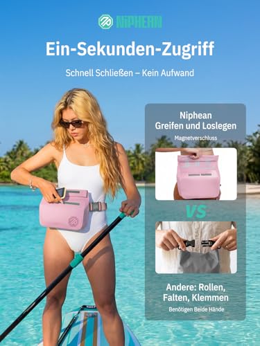 niphean IPX7 Hüfttasche Damen&Herren, Bauchtasche Wasserdicht mit Magnet-Einhandverschluss… – Ansicht 2