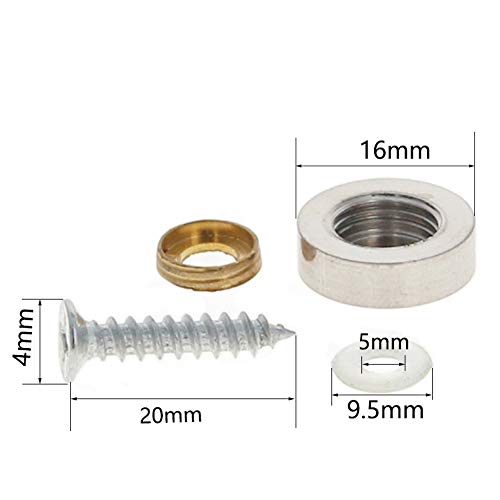 Clavo con tornillo de acero inoxidable para espejo, tornillos decorativos con tapa 16mm acero inoxidable cepillado tono plata espejo publicidad vidrio 2 piezas miniatura 4