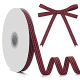 GHGMAO Gingham Ribbon - Black & Red Plaid Checkered, 3/8 inch x 50 Yards - Buffalo Checker Ribbon for Gift Wrapping, Hair Bows, Picnic, Crafts, DIY Accessories