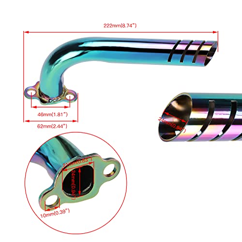 Fvrito Colorful Upgrade Header Exhaust Pipe Kit For Non Hemi Predator 212Cc 196Cc 6.5Hp Gx160 Gx200 Coleman Ct200U Bt200X Ct200U-Ex Kt196 Baja Warrior Mb200 Clone Go Kart Mini Bike Performance Parts #TOP3