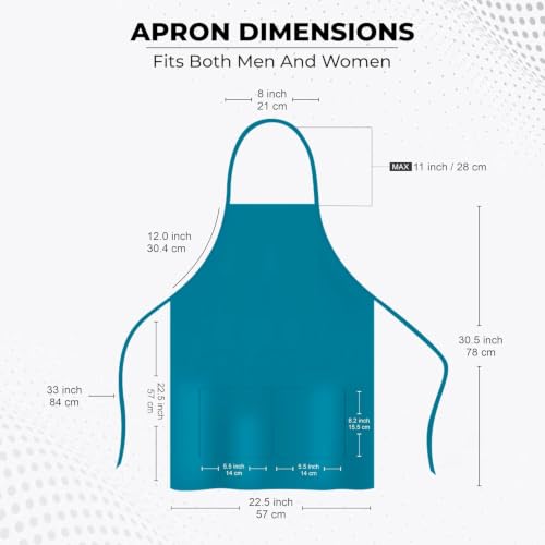 Image of Cranique Polyester Kitchen Apron with Adjustable Strap Two Pockets for Women & Men | Free Size Apron for Kitchen, Hotel, Cafe, Restaurant, Salon, Workshop, Garage, Drawing, Cooking Apron