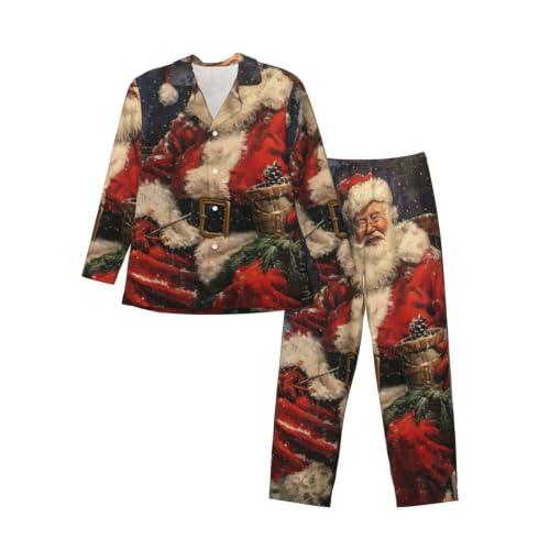 Pijama de manga larga para hombre de diseño navideño, confort acogedor en ropa de descanso premium