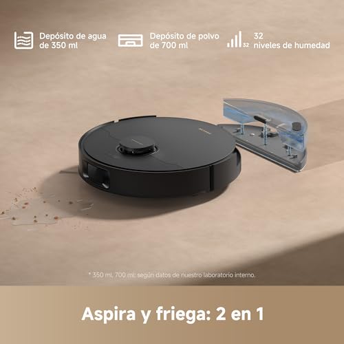 Miniatura 4 de dreame D20 Robot Aspirador, Succión de 13.000 Pa, Navegación LDS | Cepillo Doble para Pelo de Mascotas, Aspirador y Fregasuelos 2 en 1, Suelo Duro y Alfombra, 5200 mAh, Control por voz y App
