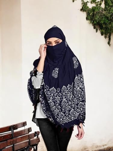 Image of Cotton Long Scarf Cum Mask Scarves Usable for Vehicle Driver | White Printed Design Fabric | Universal Size | Soft & Breathable Sun Protection | For Girl & Women