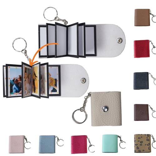 uniqicon Mini Fotoalbum Schlüsselanhänger Personalisiert DIY Fotoalbum Klein Schlüsselanhänger Leder Kleines Geschenk Für Frauen Beste Freundin Geschenke Fotobuch Zum Selbstgestalten 10 Fotos