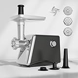 OZTYSGXM Tragbarer, vollautomatischer Wurstfüller, multifunktionaler Edelstahl-Fleischwolf, klein, elektrischer Fleischwolf für Fleisch/Fisch/Gemüse/Babynahrung, Schwarz