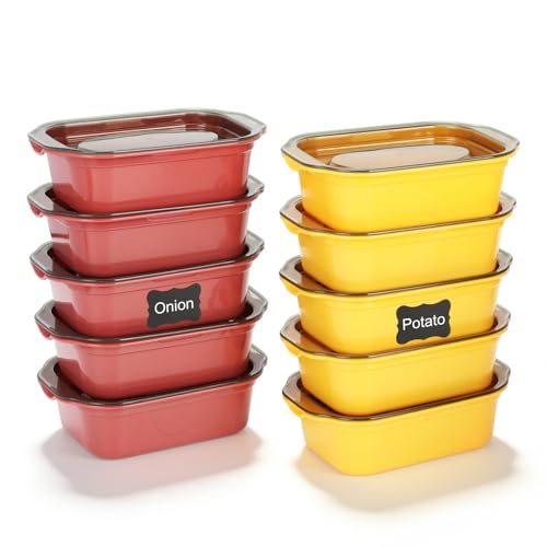 AiQInu10 Piezas Tupper Plastico, Tapers Para Comida Hermetico Con Tapas, Apilables Tupper Congelador, Sin BPA, Para Microondas Y Lavavajillas, 200 Ml