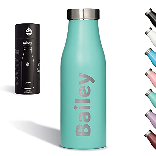 LAMOSE Robson 14oz Bottle, Stainless Steel, Vacuum Insulated with All Steel Lid (Turquoise)