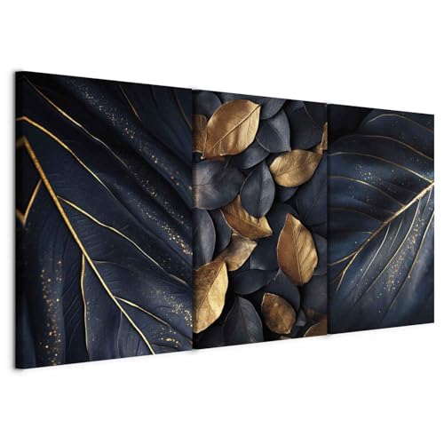 murando - Tableau triptyque mural Ensemble 180x90 cm (3 pièces de 60x90 cm chacune) – Impression sur toile avec cadre pour salon et chambre - Automne magique - couleurs glamour noires b-C-10464-b-a