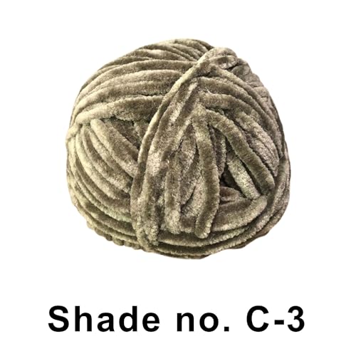 Image of VCR Army Green Caramel Yarn, 100 Grams Hank, 115 Meters Length, Premium Polyester Ball for Crochet and Knitting, Soft Crosia Threads, Pack of 1 Yarn, Suitable for DIY Crafts