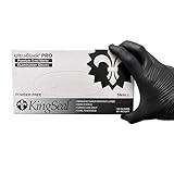 KingSeal UltraBlack-PRO SMALL ニトリル医療グレード試験用手袋、ラテックスフリー、5ミル、テクスチャード加工の指先 - 重量100手袋10箱入り (1000枚)