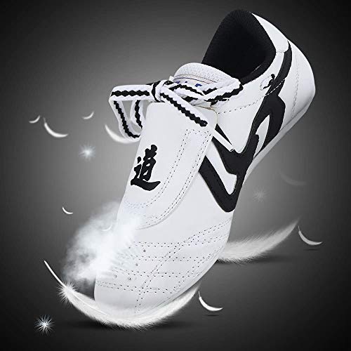DAYISS Martial Arts Taekwondo Shoes Unisex Children Teenager Sport Lightweight Shoes Sneakers Boxing Karate Shoes for Taekwondo Kung Fu Taichi(7.5 M US Men,Black Stripes) - Thumbnail 3